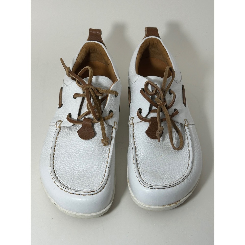 Footprints by Birkenstock White Pebbled Leather Boat Shoes EU 37 US 6-6.5